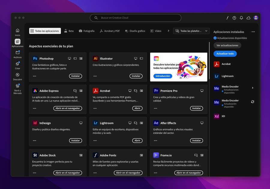 Adobe CC y sus actualizaciones
