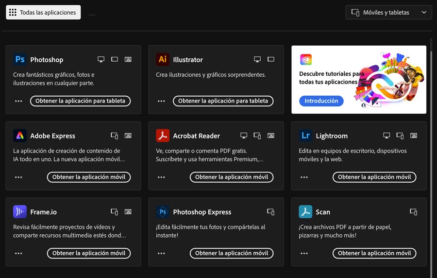 Apps de Adobe para Móviles